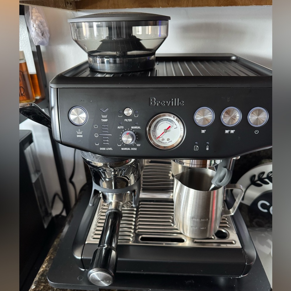 Breville Stainless Steel and Black Espresso Maker